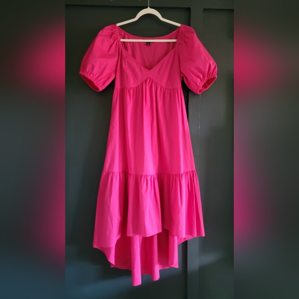 New INC International‎ Concepts Puff-Sleeved High-Low Midi Dress Medium Pink - Picture 3 of 14